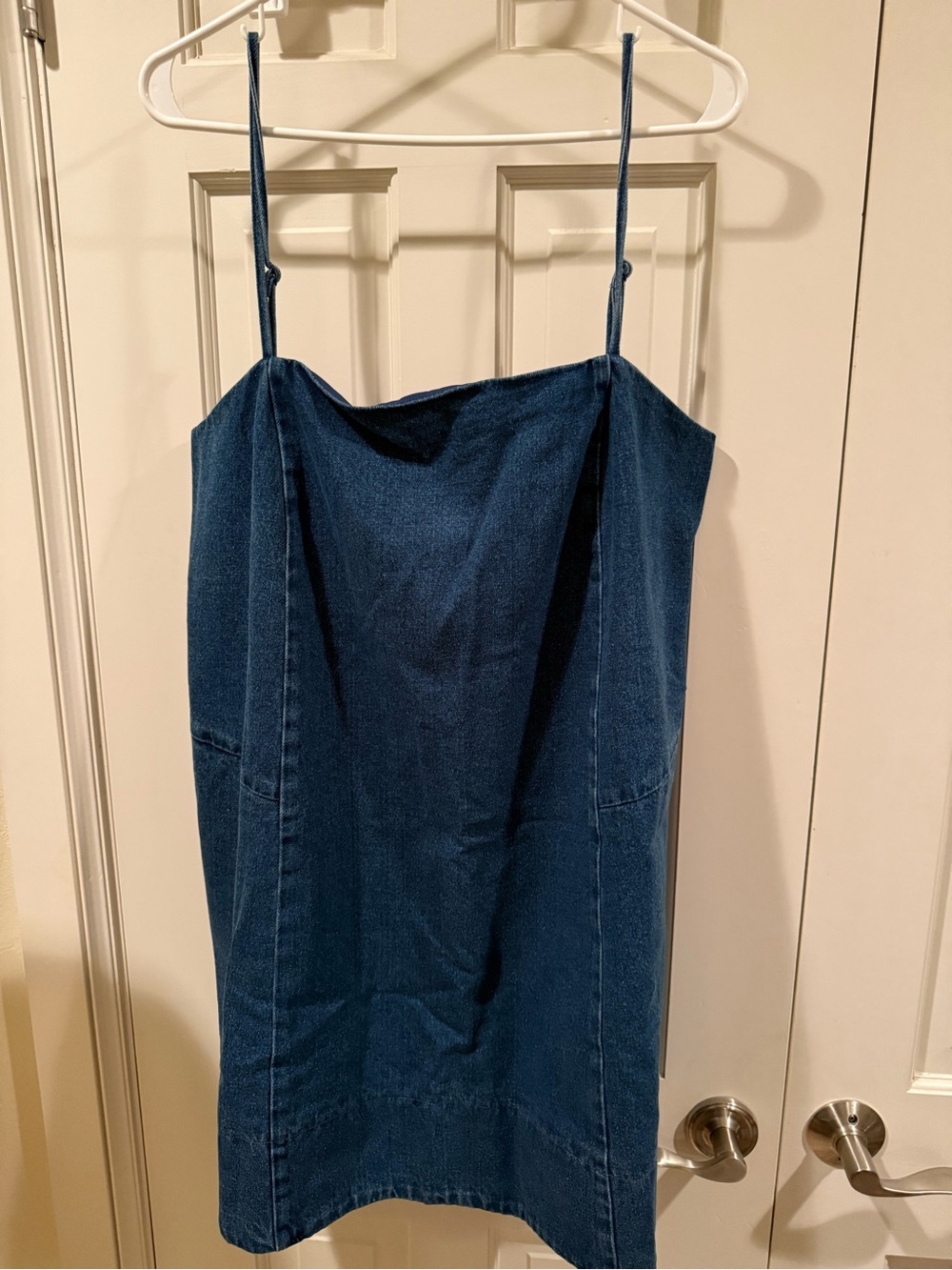 NWT Anthropology Mare Mare Denim Blue Square Neck Dress Large